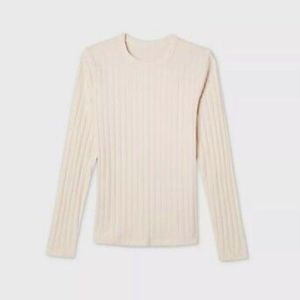 Cream Long Sleeve Wide Rib Shirt